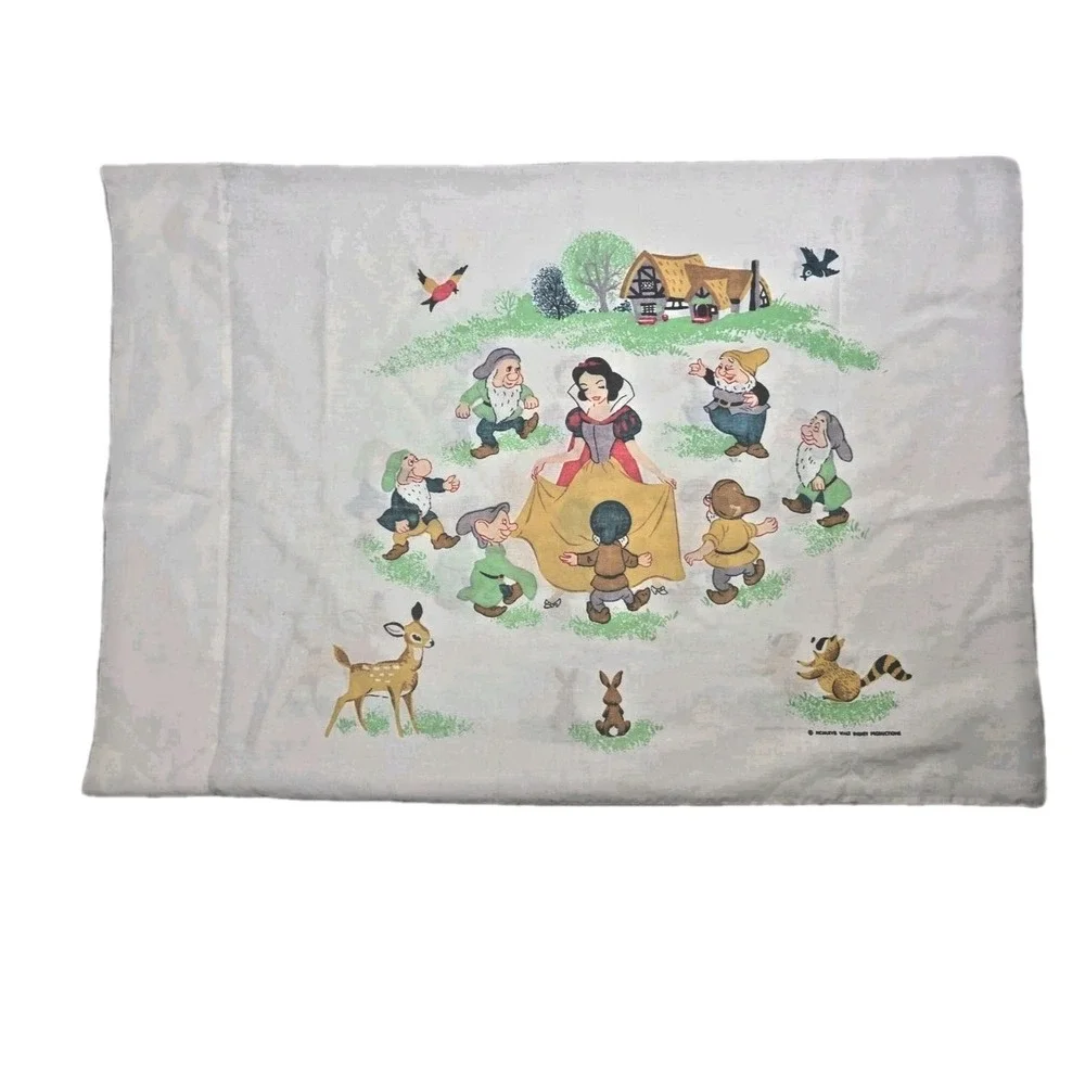Vtg‎ 1967 Disney Prod Wamsutta Ultracale Snow White Dwarves Standard Pillowcase